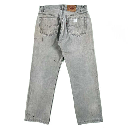 80s Painted Grey Levi's 501 Denim- 31x26.5