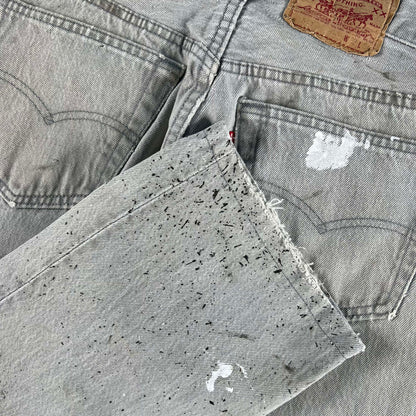 80s Painted Grey Levi's 501 Denim- 31x26.5