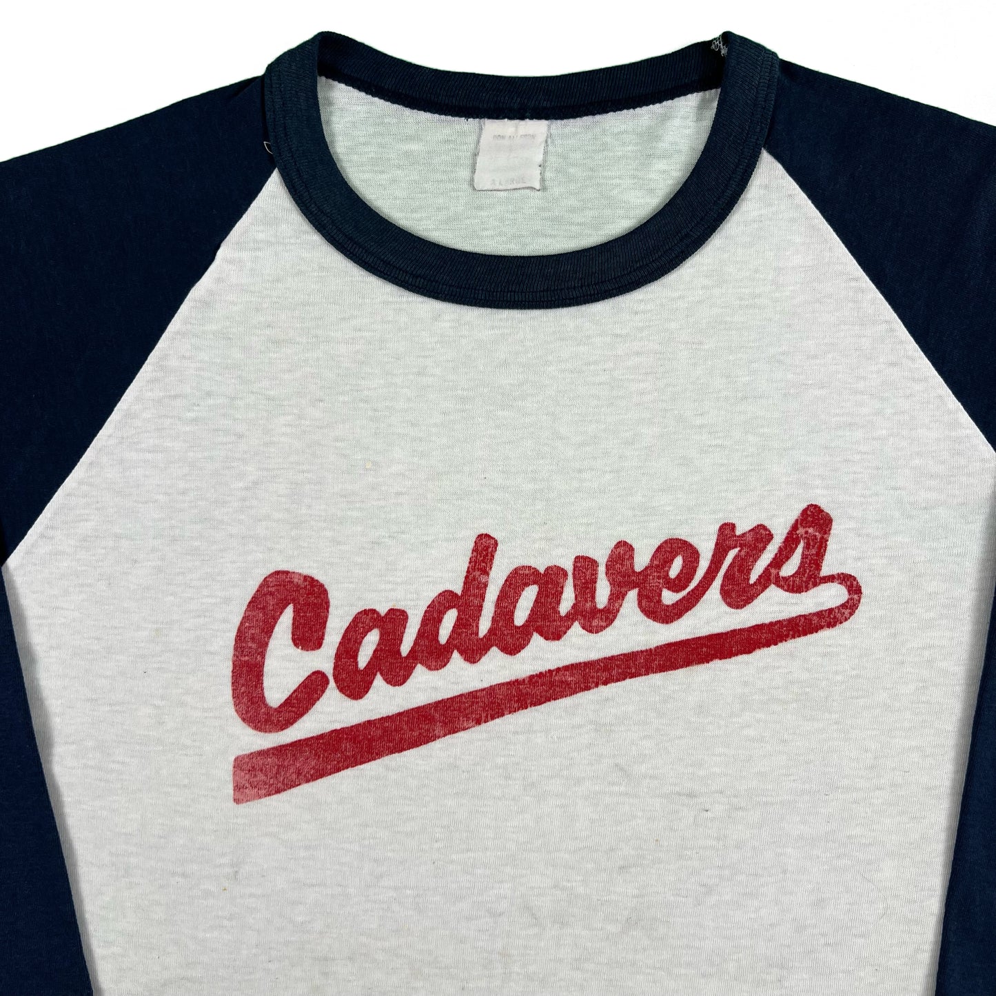 70s 'Cadavers' Faded Raglan Tee- L