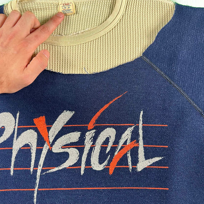 70s Chopped 'Physical' Sweat & Waffle Knit Thermal- L