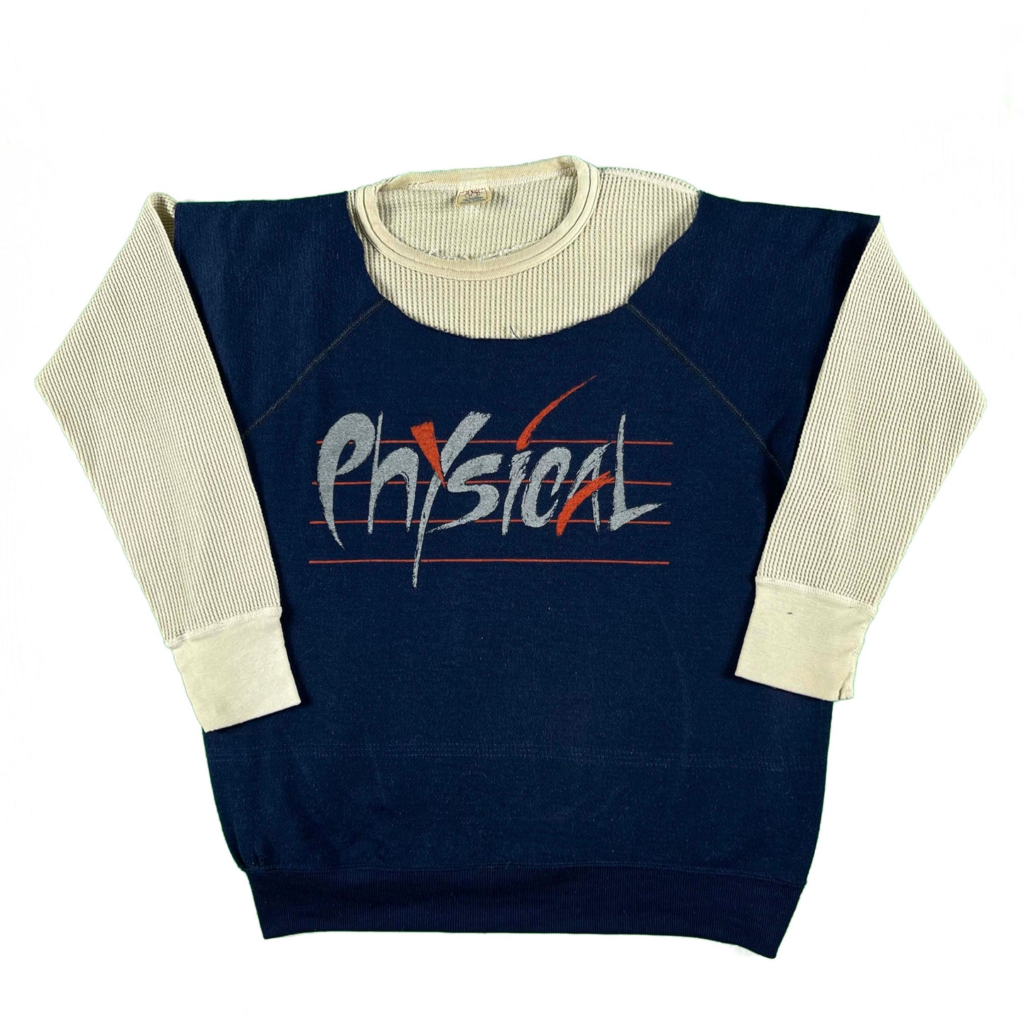 70s Chopped 'Physical' Sweat & Waffle Knit Thermal- L