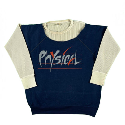 70s Chopped 'Physical' Sweat & Waffle Knit Thermal- L
