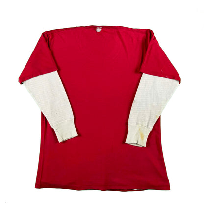 80s Well Worn Pocket Tee & Waffle Knit Thermal- XL