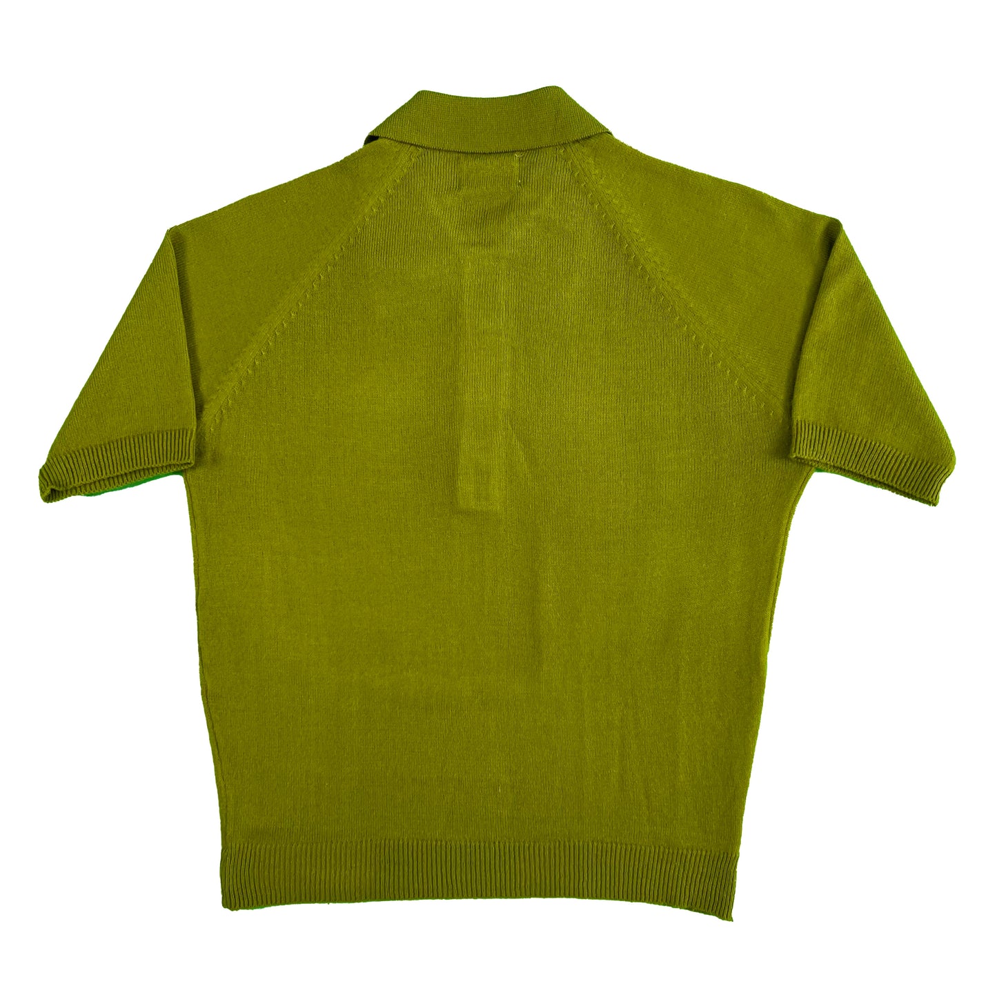 70s Greek Olive Green Knit Polo Shirt- M