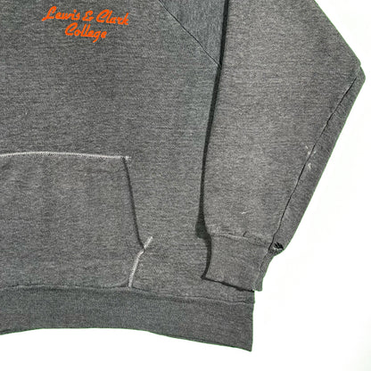 70s Sunfaded Black Lewis & Clark College Hoodie- M