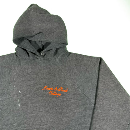 70s Sunfaded Black Lewis & Clark College Hoodie- M