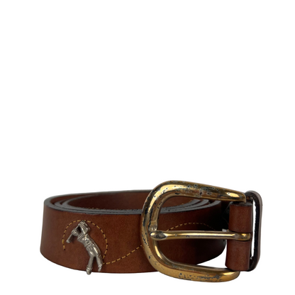 90s Cole Haan Golfer Studded Brown Leather Belt- 36"-40"