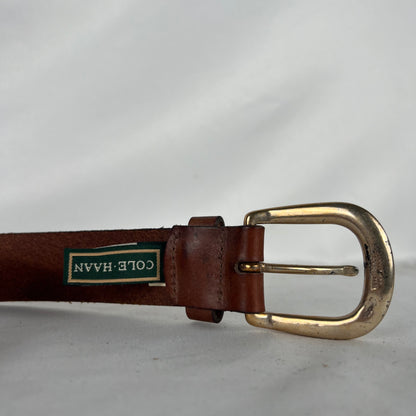 90s Cole Haan Golfer Studded Brown Leather Belt- 36"-40"