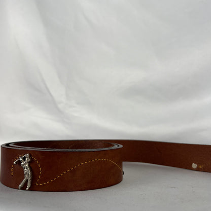 90s Cole Haan Golfer Studded Brown Leather Belt- 36"-40"