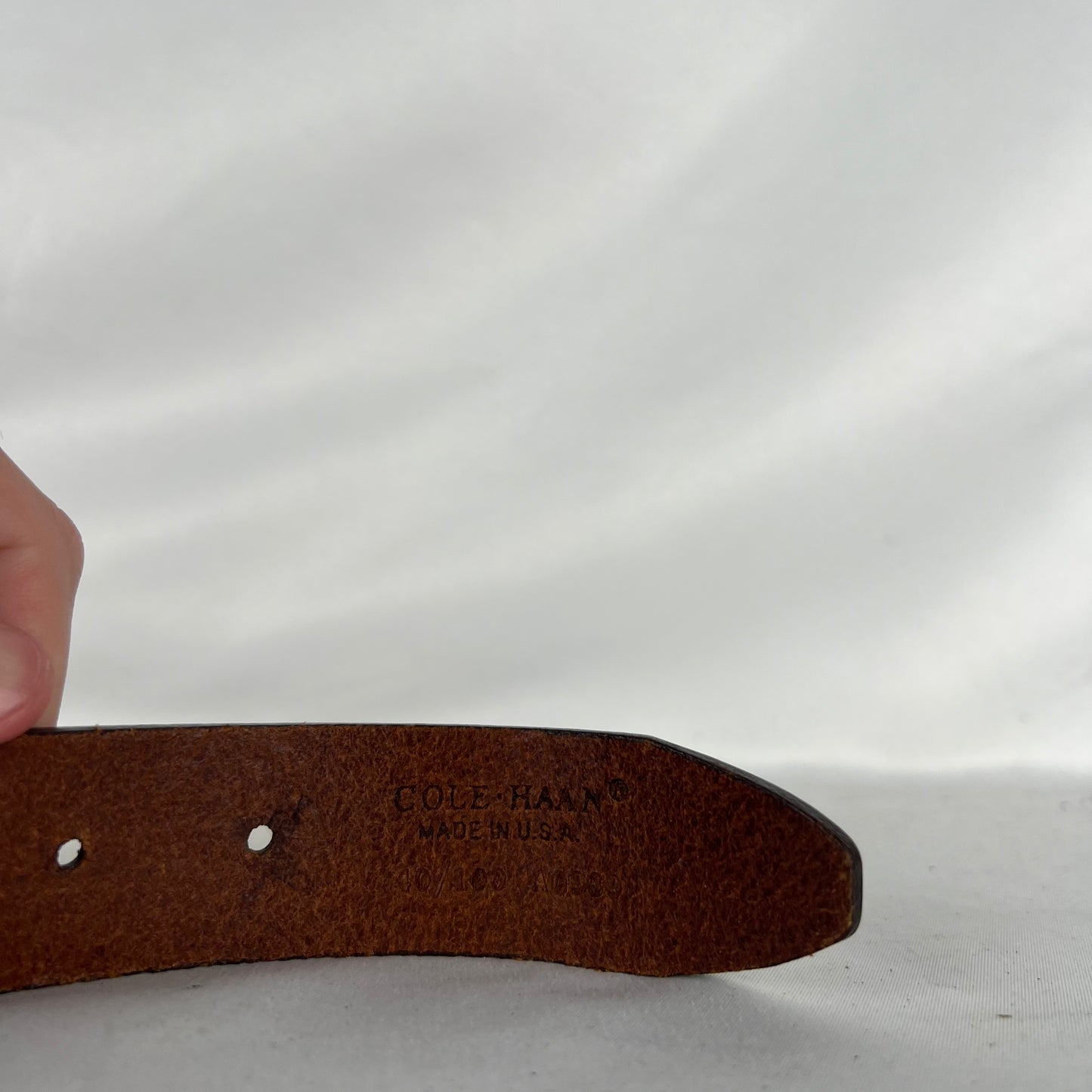 90s Cole Haan Golfer Studded Brown Leather Belt- 36"-40"