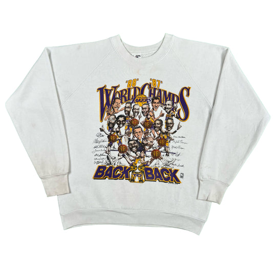 80s LA Lakers Back 2 Back Champs Sweatshirt- L