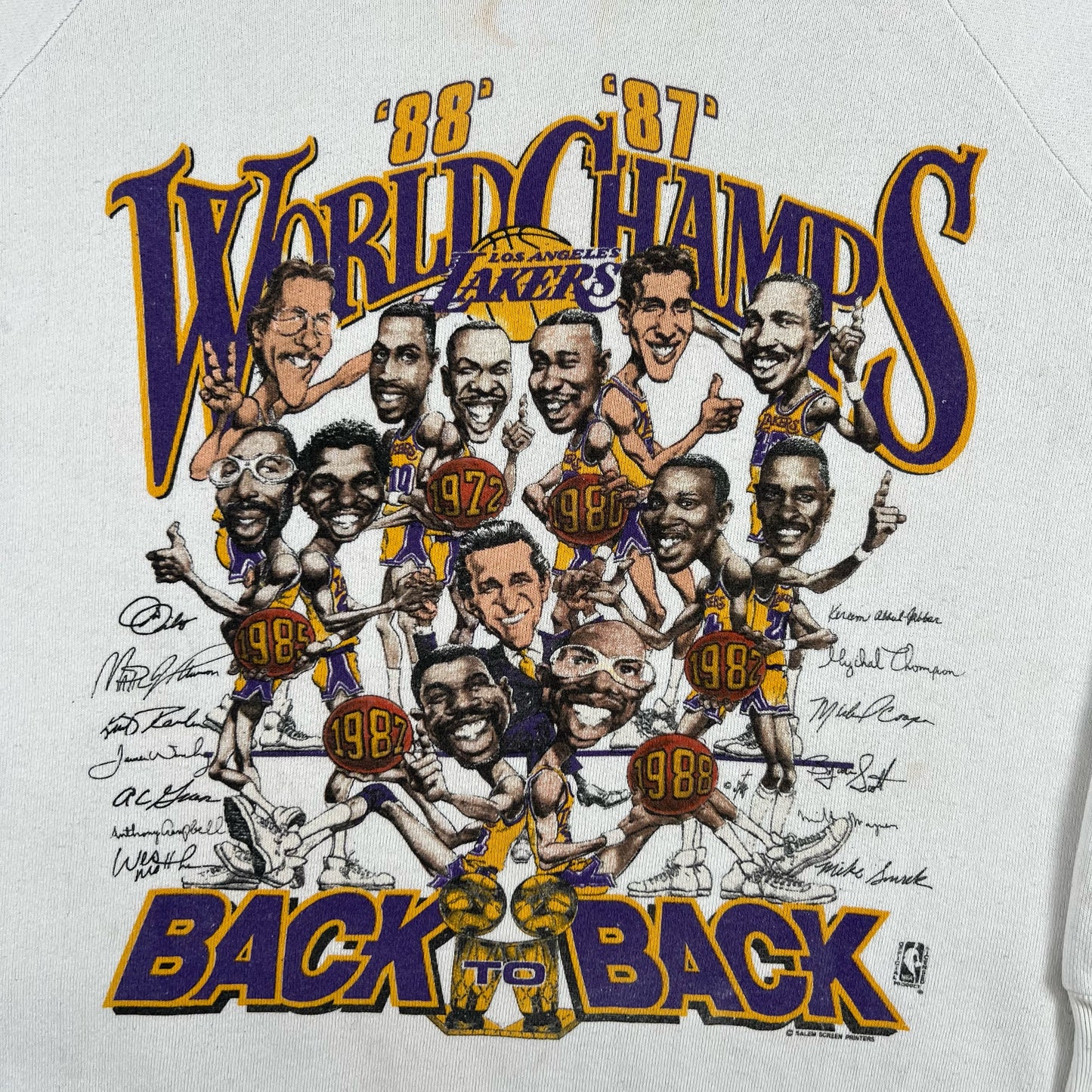 80s LA Lakers Back 2 Back Champs Sweatshirt- L