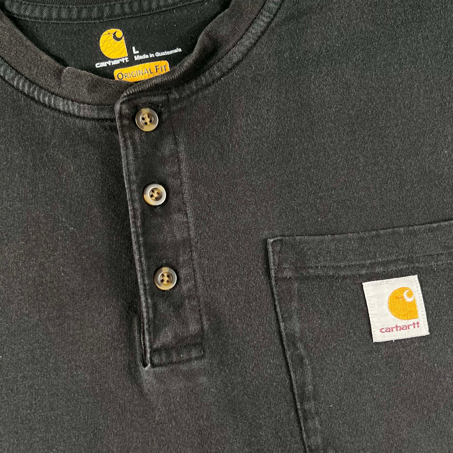 Carhartt Black Long Sleeve Henley Tee- L