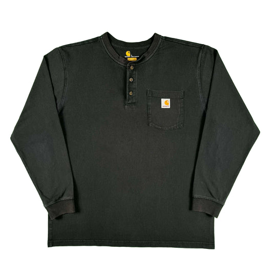 Carhartt Black Long Sleeve Henley Tee- L