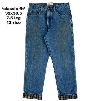 Vintage LL Bean Flannel/Fleece Lined Denim- SELECT PAIR