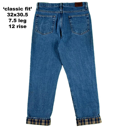 Vintage LL Bean Flannel/Fleece Lined Denim- SELECT PAIR