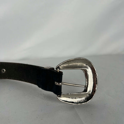 90s Native/Western Studded Black Leather Belt- 30"-34"