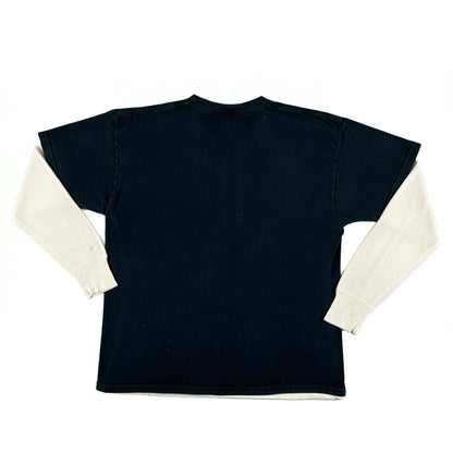 00s Cut Neck 'Not a Bitch' Tee & 90s Henley Thermal- L