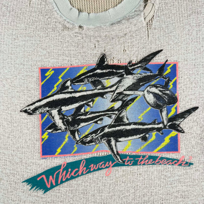 80s Paper Thin Sharks Tee & Thermal- L