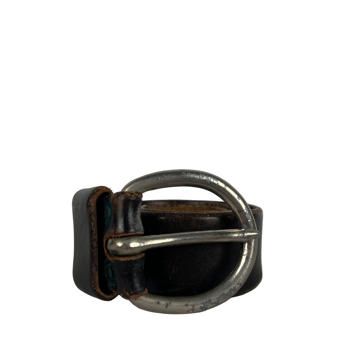 60s Patina Black Leather Belt- 34"-38"