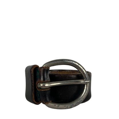 60s Patina Black Leather Belt- 34"-38"