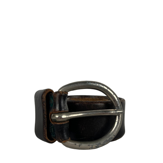 60s Patina Black Leather Belt- 34"-38"
