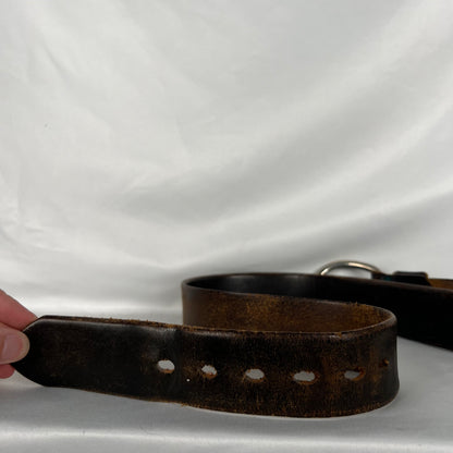 60s Patina Black Leather Belt- 34"-38"