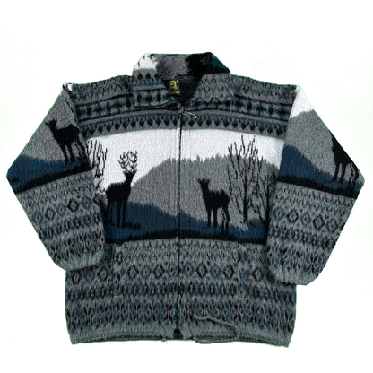 90s Shaggy Deer Wool Fleece Jacket- L