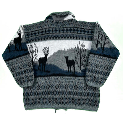 90s Shaggy Deer Wool Fleece Jacket- L