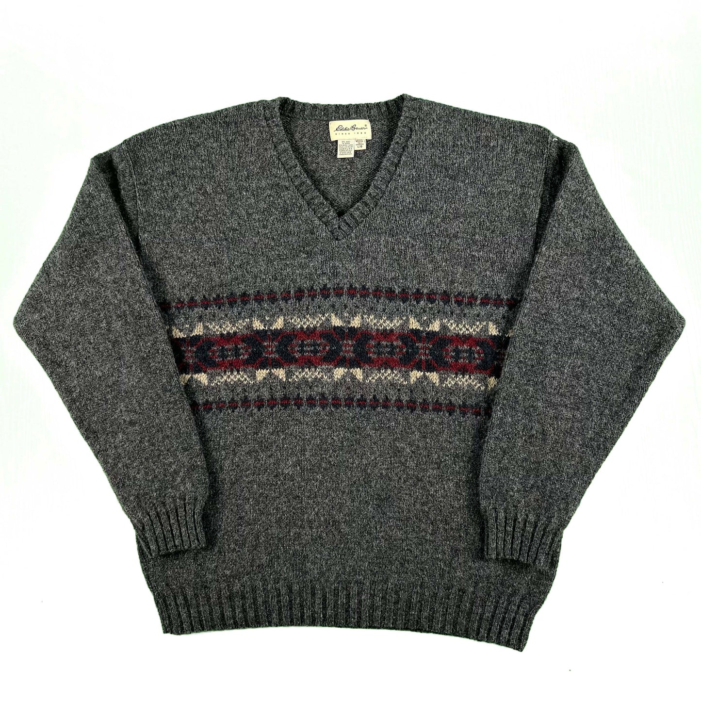 90s Eddie Bauer Patterened Wool Sweater- XL
