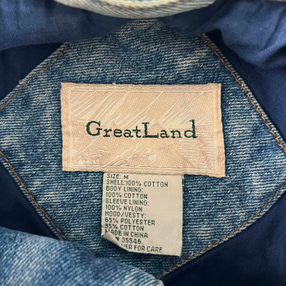 90s/00s Hooded Quilted Denim Trucker Jacket- M