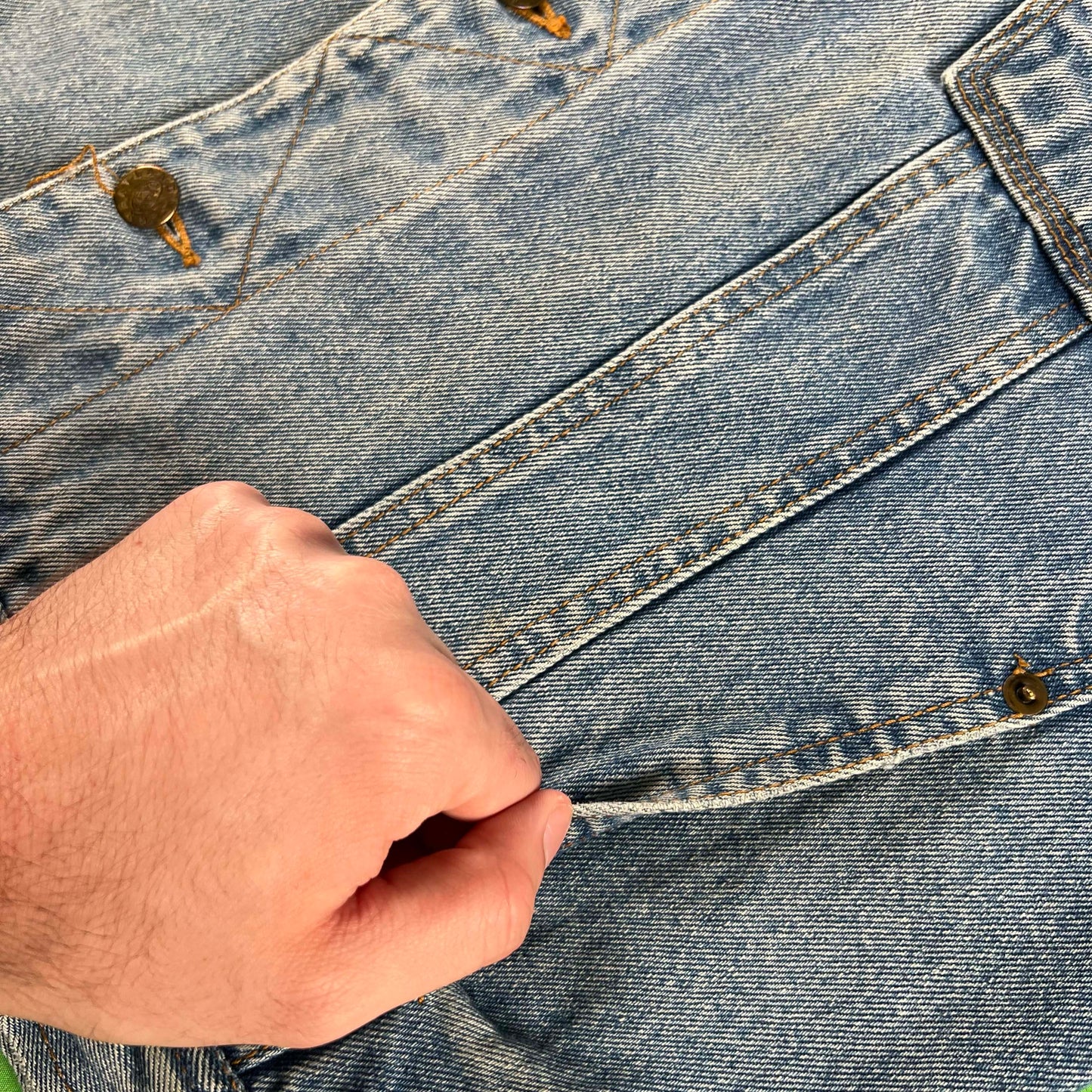 90s/00s Hooded Quilted Denim Trucker Jacket- M