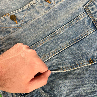 90s/00s Hooded Quilted Denim Trucker Jacket- M