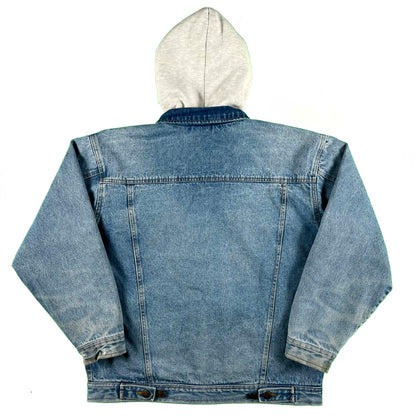 90s/00s Hooded Quilted Denim Trucker Jacket- M