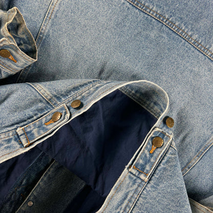 90s/00s Hooded Quilted Denim Trucker Jacket- M