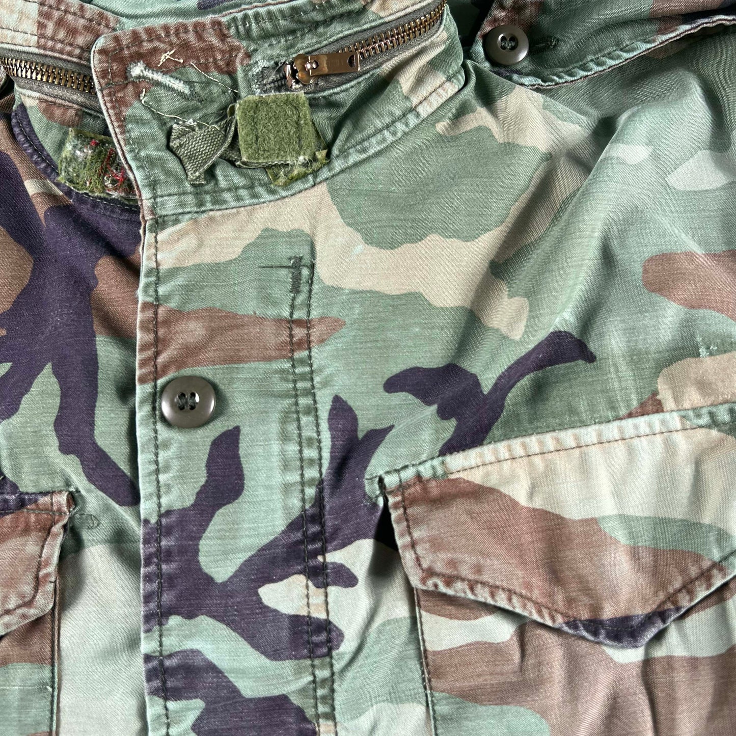 80s Sun Faded Woodland Camo M65 Field Jacket- M