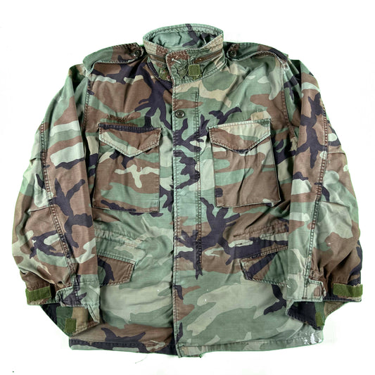 80s Sun Faded Woodland Camo M65 Field Jacket- M