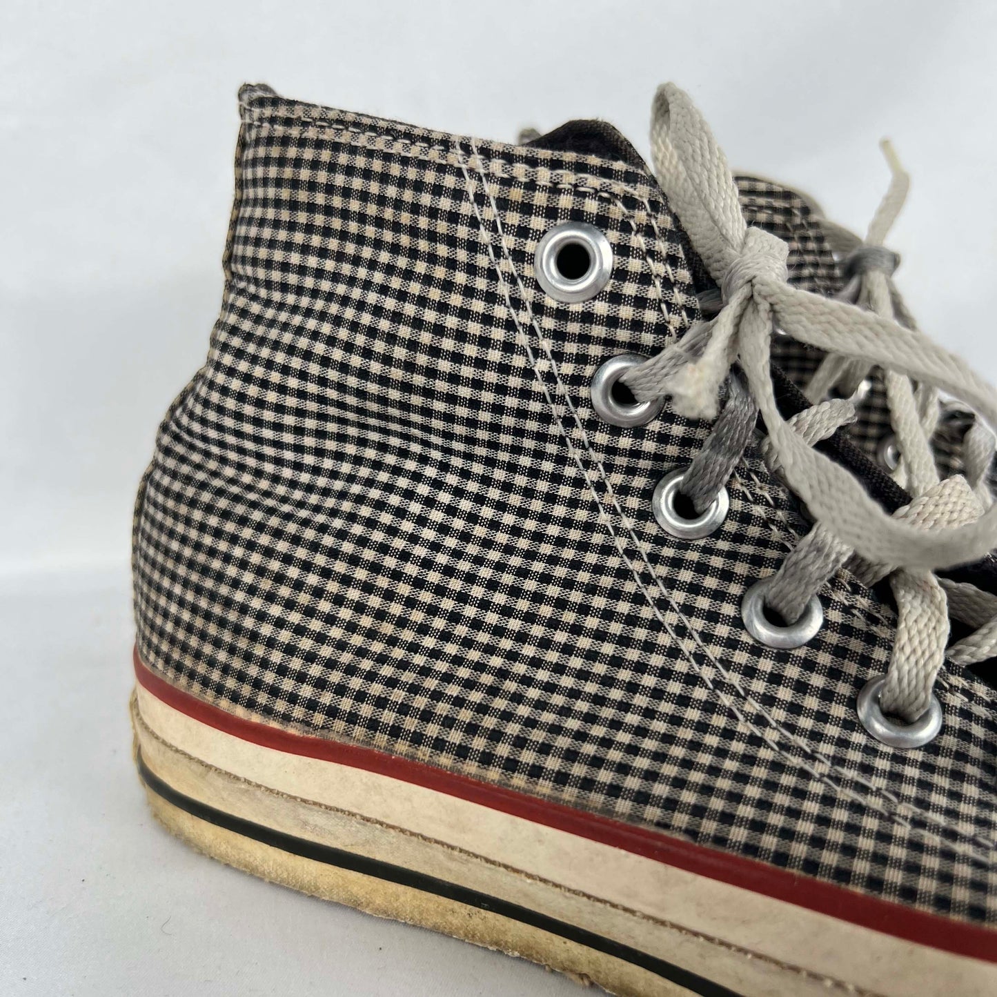 80s Plaid Made in USA High Top Converse- M's 5, W's 6.5