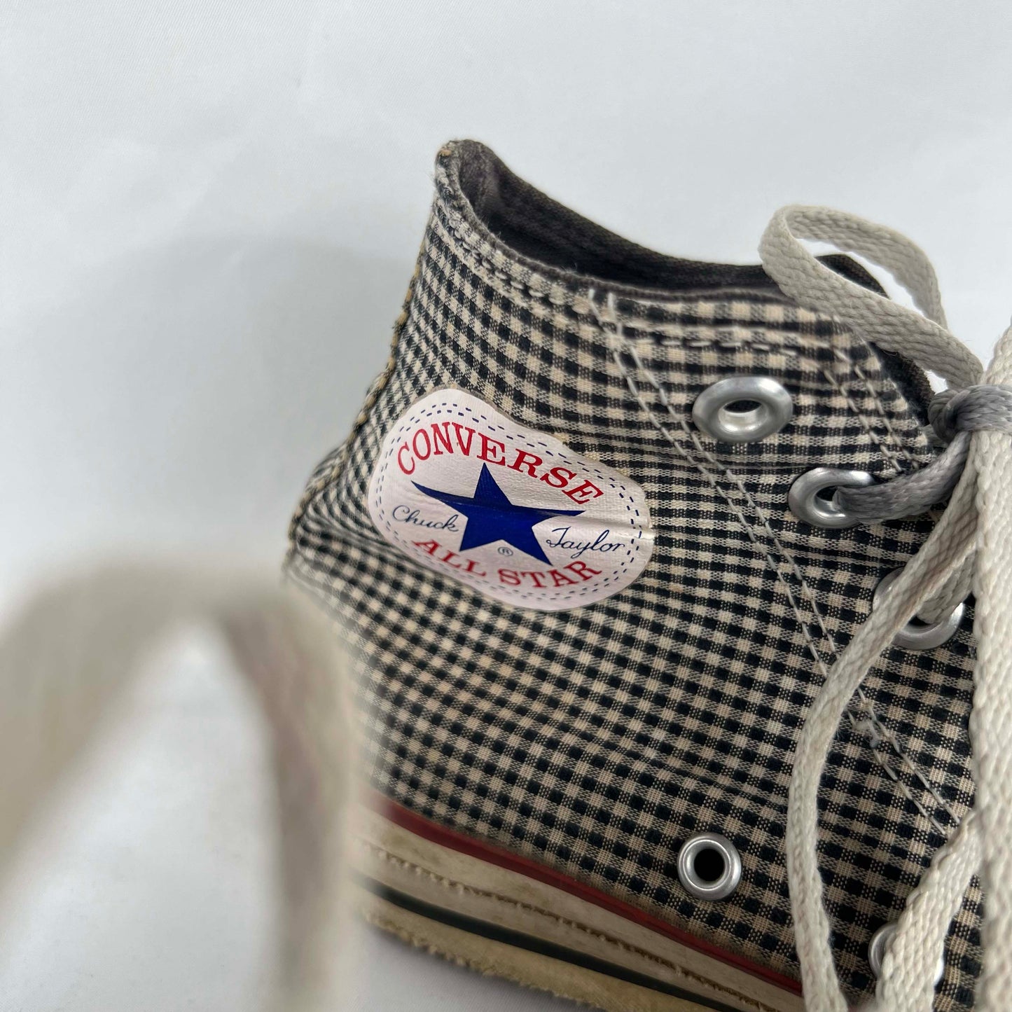 80s Plaid Made in USA High Top Converse- M's 5, W's 6.5