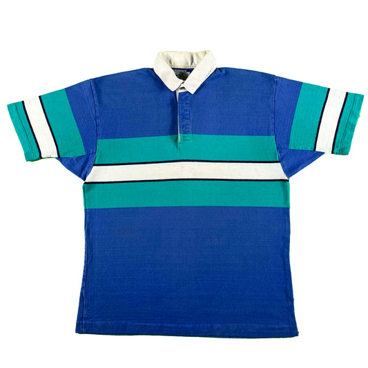 90s Lands' End Short Sleeve Rugby Shirt- XL