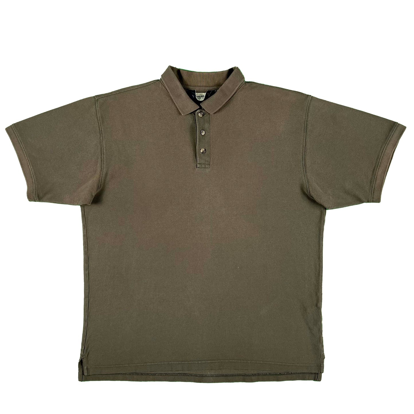 00s Eddie Bauer Faded Moss Green Cotton Polo Shirt- L