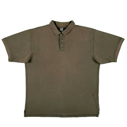 00s Eddie Bauer Faded Moss Green Cotton Polo Shirt- L