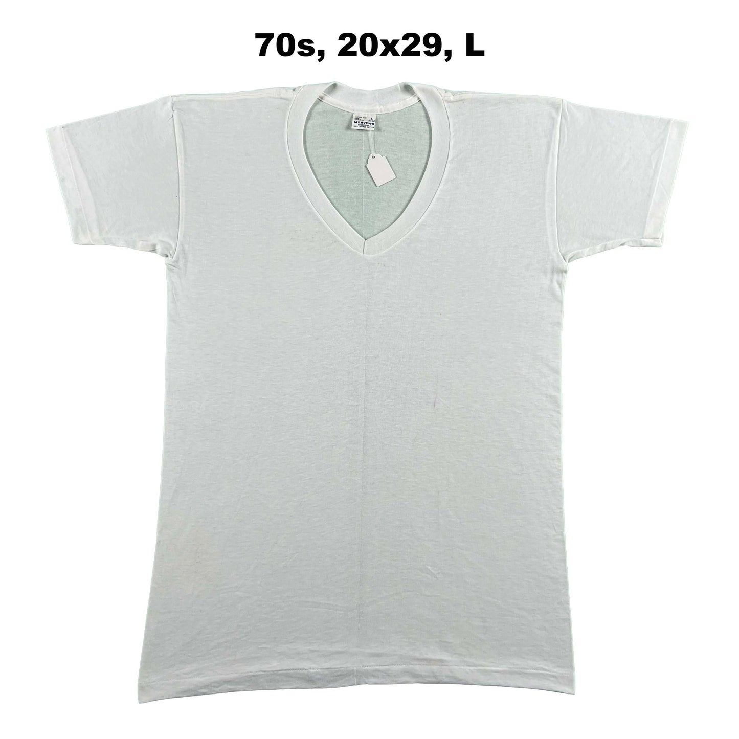 Vintage Blank White V Neck Tees- SELECT TEE
