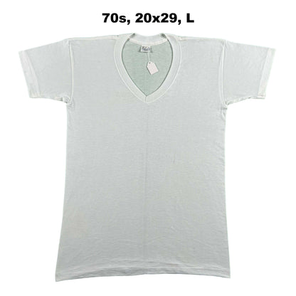 Vintage Blank White V Neck Tees- SELECT TEE