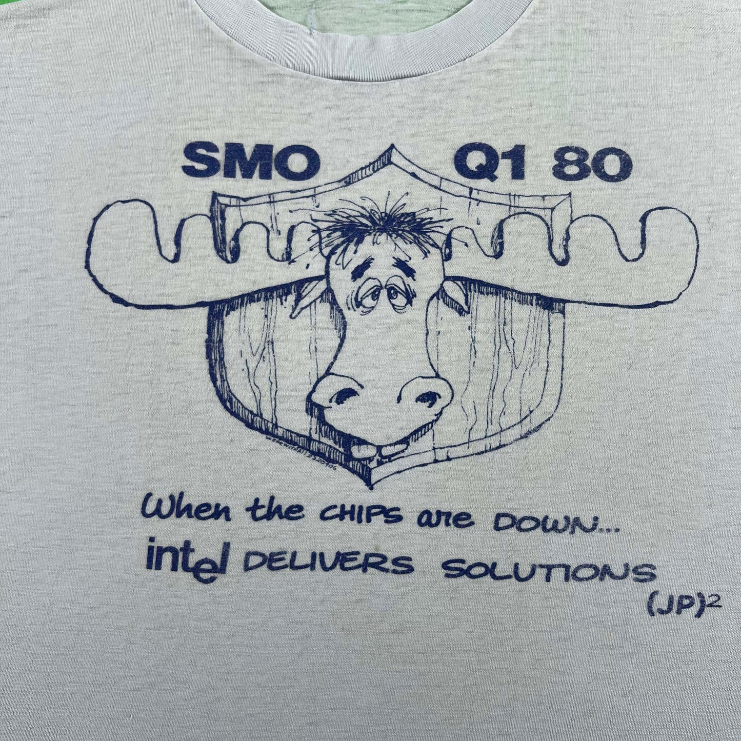 1980 Paper Thin Intel Delivers Solutions Moose Tee- S