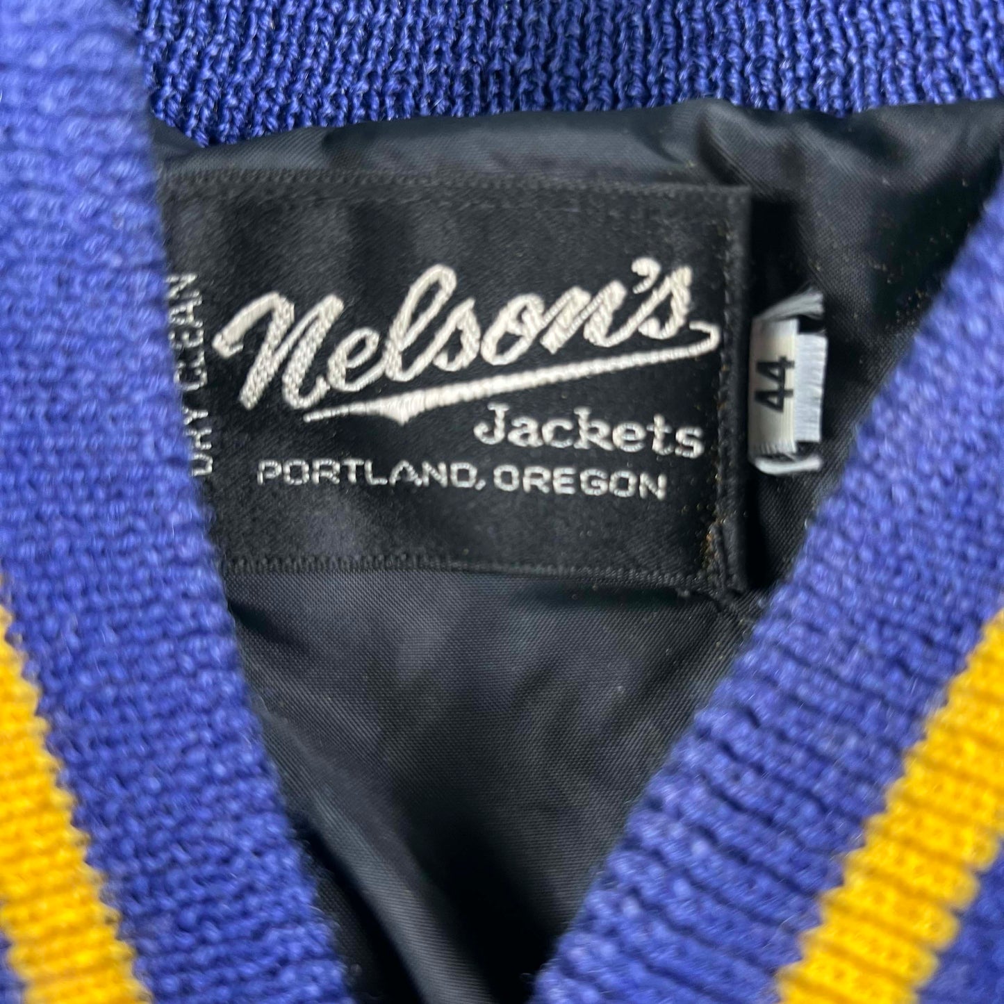 80s Blue and Gold Varsity Jacket- L