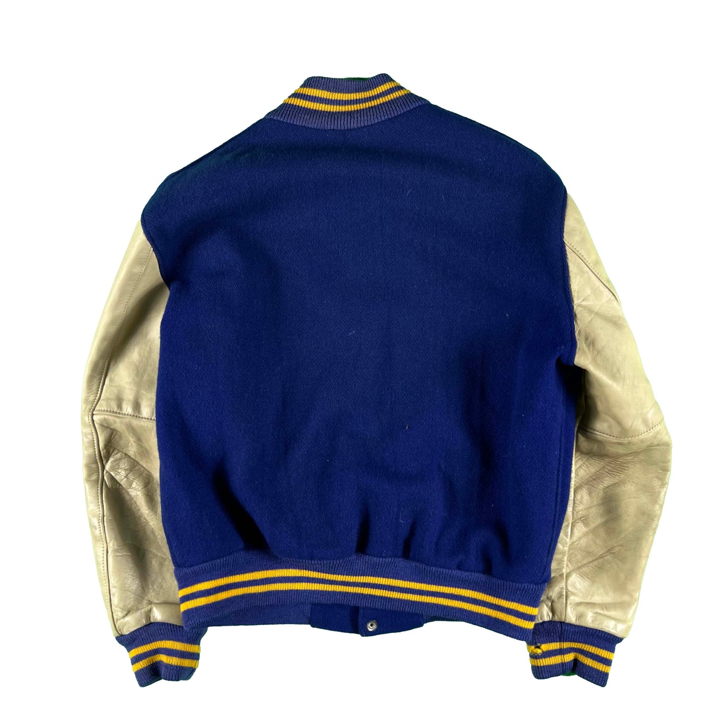 80s Blue and Gold Varsity Jacket- L