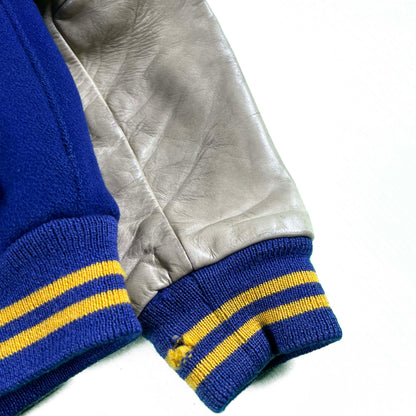 80s Blue and Gold Varsity Jacket- L