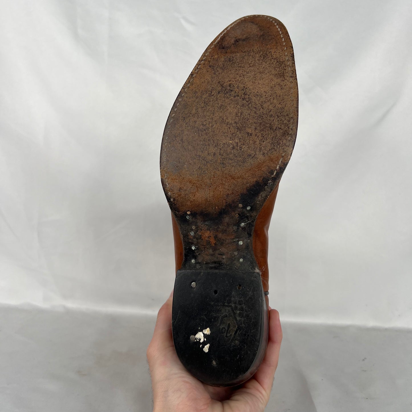 80s Dark Tan Leather Cowboy Boots- M's 9, W's 10.5
