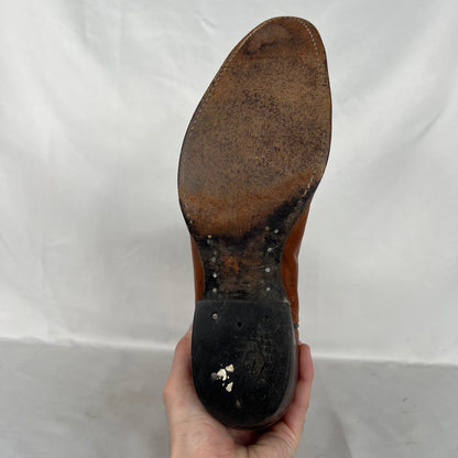 80s Dark Tan Leather Cowboy Boots- M's 9, W's 10.5